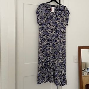 Madewell navy and purple floral maxi dress small